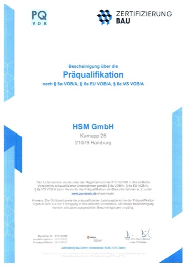 Bescheinigung über die Präqualifikation nach § 6a VOB/A